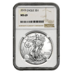 2015 NGC MS-69 American Silver Eagle Coin (Brown Label)