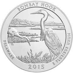 2015 Bombay Hook 5 oz Burnished Silver Coin - America The Beautiful 2015 Bombay Hook 5 oz Burnished Silver Coin - America The Beautiful