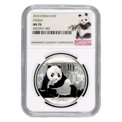 2015 NGC MS-70 Chinese Silver Panda - Ink Brush Label