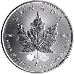 2015 1 oz Canadian Silver Maple Leaf Coin - Heart Privy 2015 1 oz Canadian Silver Maple Leaf Coin - Heart Privy