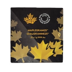 2015 25x1 Gram Canadian Gold Maplegram25™ Coin Sheet - in Assay