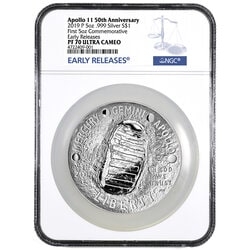 2019 5 oz NGC PF-70 Apollo 11 Silver Dollar - Early Releases 2019 5 oz NGC PF-70 Apollo 11 Silver Dollar - Early Releases