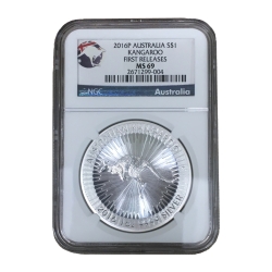 2016 1 oz Australian Kangaroo Silver Coin NGC MS-69 First Releases 2016 1 oz Australian Kangaroo Silver Coin NGC MS-69 First Releases