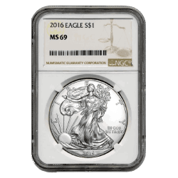 2016 NGC MS-69 American Silver Eagle Coin (Brown Label) 2016 NGC MS-69 American Silver Eagle Coin (Brown Label)