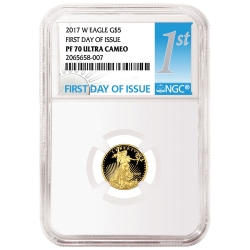 2017-W 1/10 oz Proof Gold American Eagle NGC First Day Of Issue PF-70 Ultra Cameo 2017-W 1/10 oz Proof Gold American Eagle NGC First Day Of Issue PF-70 Ultra Cameo