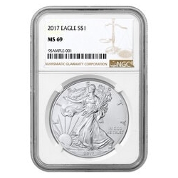 2017 NGC MS-69 American Silver Eagle Coin (Brown Label)