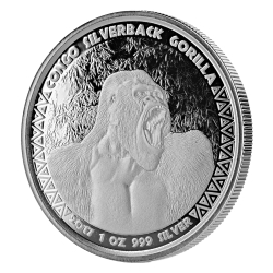 2017 Congo Silverback Gorilla Silver Coin 1 oz