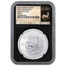 2017 South African Krugerrand Silver Coin 1 oz - NGC SP-70 Early Releases Black Core 2017 South African Krugerrand Silver Coin 1 oz - NGC SP-70 Early Releases Black Core