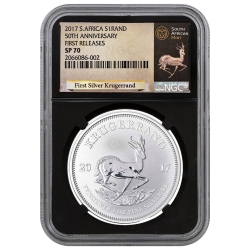 2017 South African Krugerrand Silver Coin 1 oz - NGC SP-70 First Releases Black Core 2017 South African Krugerrand Silver Coin 1 oz - NGC SP-70 First Releases Black Core