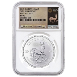 2017 South African Krugerrand Silver Coin 1 oz - NGC SP-70 First Releases White Core 2017 South African Krugerrand Silver Coin 1 oz - NGC SP-70 First Releases White Core