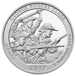 2017 George Rogers Clark ATB 5 oz Burnished Silver Coin | America The Beautiful 2017 George Rogers Clark ATB 5 oz Burnished Silver Coin | America The Beautiful