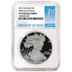 2017-W Silver Eagle Proof - PF-70 NGC First Day Of Issue 2017-W Silver Eagle Proof - PF-70 NGC First Day Of Issue