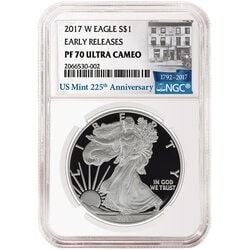 2017-W Silver Eagle Proof - PF-70 NGC Early Releases 225th Anniversary Label 2017-W Silver Eagle Proof - PF-70 NGC Early Releases 225th Anniversary Label