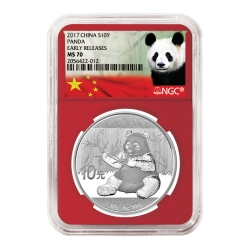 2017 30 Gram Chinese Silver Panda NGC MS-70 Early Release Red Core