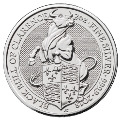 2018 2 oz Silver Queen's Beasts Black Bull of Clarence 2018 2 oz Silver Queen's Beasts Black Bull of Clarence