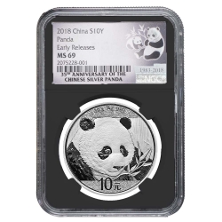 2018 30 Gram Chinese Silver Panda NGC MS-69 Early Releases Black Core 2018 30 Gram Chinese Silver Panda NGC MS-69 Early Releases Black Core