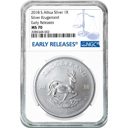 2018 South African Silver Krugerrand Coin 1 oz NGC MS-70 Early Release 2018 South African Silver Krugerrand Coin 1 oz NGC MS-70 Early Release