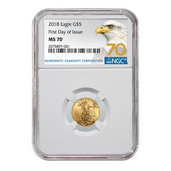 2018 1/10 oz NGC MS-70 First Day Of Issue Gold American Eagle (70 Label) 2018 1/10 oz NGC MS-70 First Day Of Issue Gold American Eagle (70 Label)