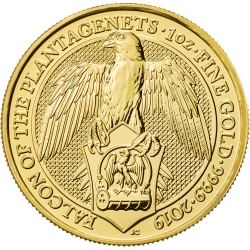 2019 1 oz Queen's Beasts Falcon of the Plantagenets Gold Coin