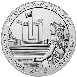 2019 Memorial National Park 5 oz Silver Coin - America The Beautiful
