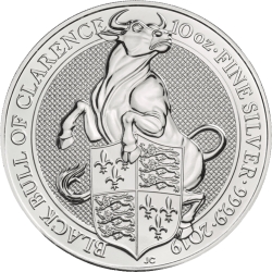 2019 10 oz Queen's Beasts Black Bull of Clarence Silver Coin 2019 10 oz Queen's Beasts Black Bull of Clarence Silver Coin