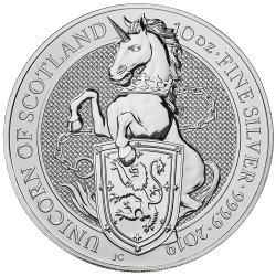 2019 10 oz Queen's Beasts Unicorn of Scotland Silver Coin 2019 10 oz Queen's Beasts Unicorn of Scotland Silver Coin