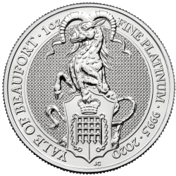 2020 1 oz Queen's Beasts The Yale of Beaufort Platinum Coin 2020 1 oz Queen's Beasts The Yale of Beaufort Platinum Coin