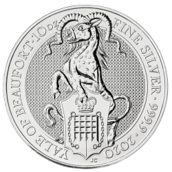 2020 10 oz Queen's Beasts The Yale of Beaufort Silver Coin
