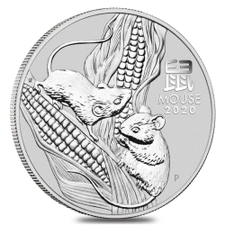 2020 1 oz Year of the Mouse Silver Coin - Perth Mint Lunar Series III