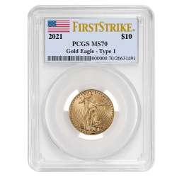 2021 1/4 oz PCGS MS-70 FS American Gold Eagle Coin