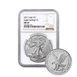 2021 NGC MS-69 Type 2 American Silver Eagle Coin (Brown Label)