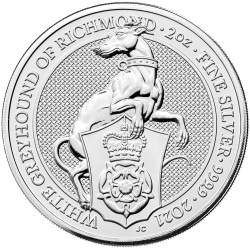 2021 2 oz Queen's Beasts White Greyhound of Richmond Silver Coin