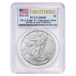 2021 (S) PCGS MS-69 First Strike American Silver Eagle 2021 (S) PCGS MS-69 First Strike American Silver Eagle