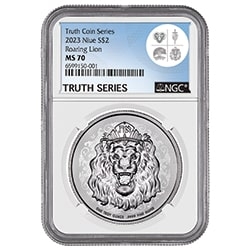 2023 NI Silver Roaring Lion NGC MS-70 1 oz Coin - Reverse