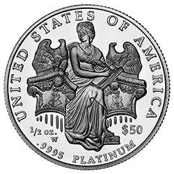 1/2 oz American Platinum Eagle Proof Coin - Random Year - Reverse