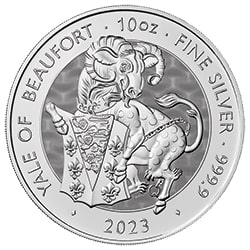 2023 BR Silver Tudor Beast Yale of Beaufort 10 oz Coin - Reverse