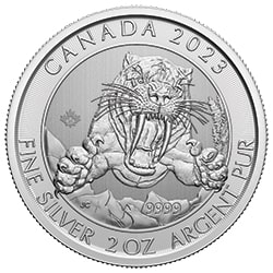 2023 RC Silver Sabretooth 2 oz Coin - Reverse