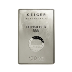 100 oz Geiger Silver Bar - Security Line Series 100 oz Geiger Silver Bar - Security Line Series