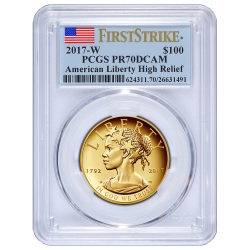 PCGS PR-70 2017 Gold High Relief American Liberty Coin - 225th Anniversary Release