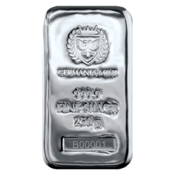 250 Gram Germania Mint Silver Bar - Lowest Price Online 250 Gram Germania Mint Silver Bar - Lowest Price Online