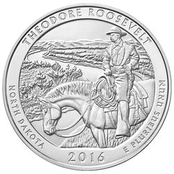 2016 Theodore Roosevelt 5 oz Burnished Silver Coin - America The Beautiful 2016 Theodore Roosevelt 5 oz Burnished Silver Coin - America The Beautiful