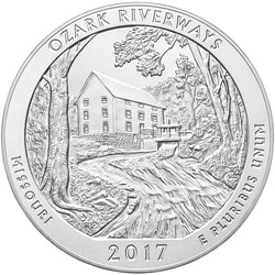 2017 Ozark Riverways 5 oz Burnished Silver Coin - America The Beautiful 2017 Ozark Riverways 5 oz Burnished Silver Coin - America The Beautiful