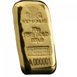 Republic Metals 50 gram Gold Bar (Cast) Republic Metals 50 gram Gold Bar (Cast)