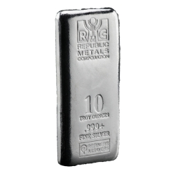 10 oz Republic Metals Silver Bar - Cast 10 oz Republic Metals Silver Bar - Cast