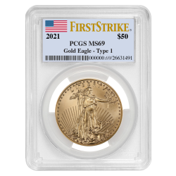 2021 1 oz PCGS MS-69 FS American Gold Eagle Coin 2021 1 oz PCGS MS-69 FS American Gold Eagle Coin