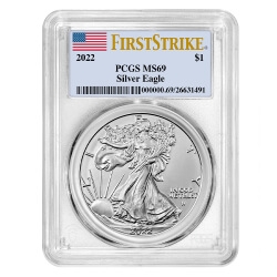 2022 PCGS MS-69 First Strike American Silver Eagle Coin 2022 PCGS MS-69 First Strike American Silver Eagle Coin