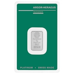 Argor-Heraeus Platinum 5 gram Bar - Front Argor-Heraeus Platinum 5 gram Bar - Front