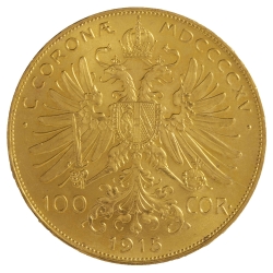 1915 Austrian Gold 100 Corona BU (Restrike)