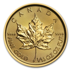 1/10 oz Canadian Gold Maple Leaf Coin - Random Year
