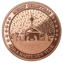 Christmas Manger 1 oz Copper Round - Osborne Mint